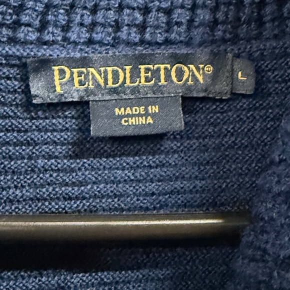 Pendleton Cowl Neck sweater, dark teal, waffle knit, 100% wool, Large - Picture 3 of 4